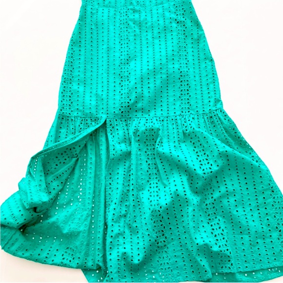 Karina Grimaldi Green Cutout Eyelet MIDI Dress Revolve Size Small - Picture 4 of 6